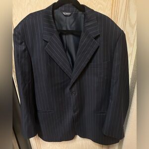 Wool Blazer 2 Button‎ Dark Blue Striped Sz 50R San Tropez Uomo Super 140